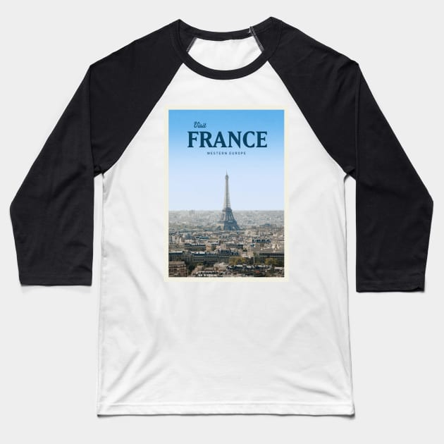 Visit France Baseball T-Shirt by Mercury Club
